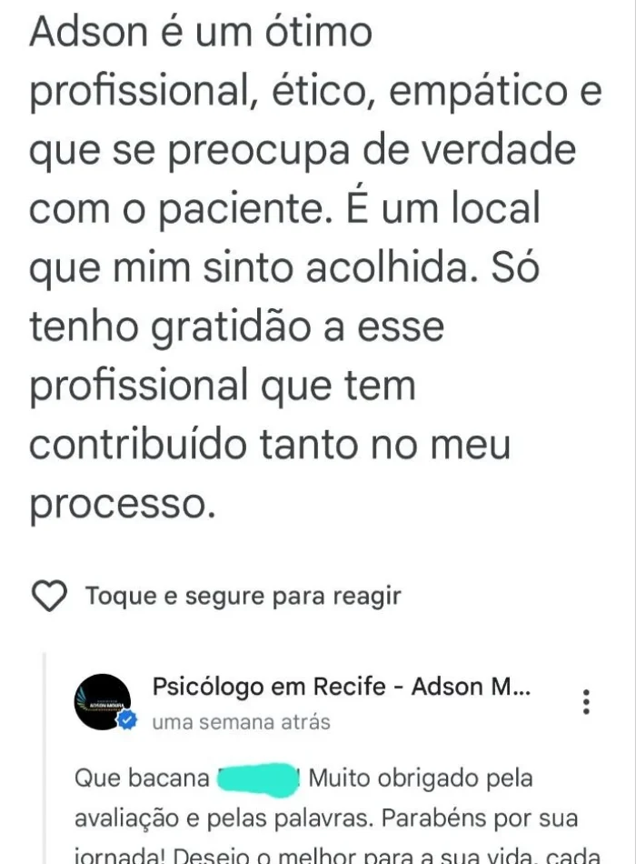 ótimo profissional, ético, empático, que se preocupa de verdade